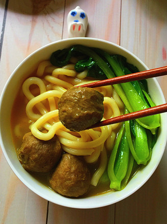Curry Beef Ball Udon Noodles