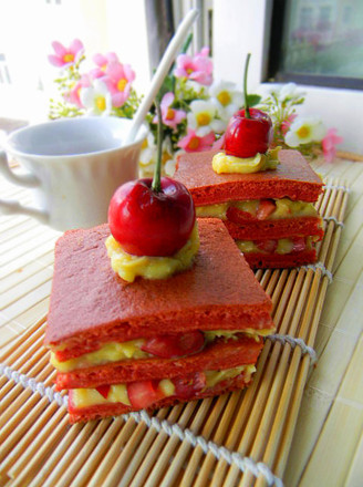 Red Velvet Cherry Custard Cake