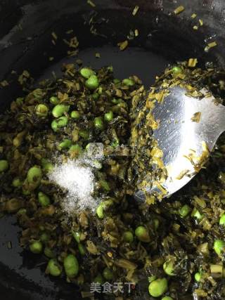 Stir-fried Edamame with Pickles recipe