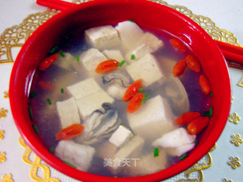 Tofu Soup with Sea Oysters and Green Clams recipe