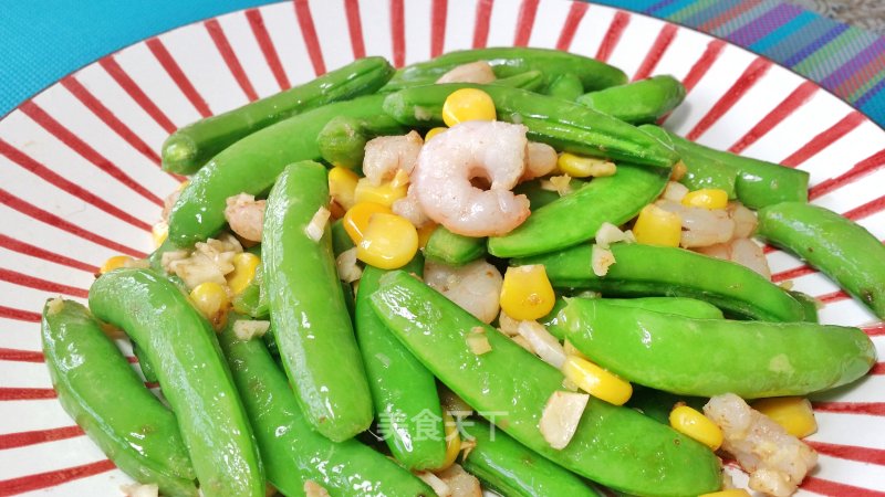 Stir-fried Sweet Beans with Shrimp and Corn recipe