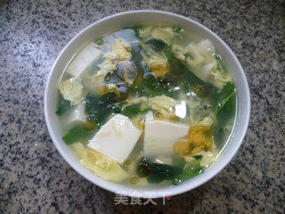 Vegetable Core Dried Egg Tofu Soup recipe