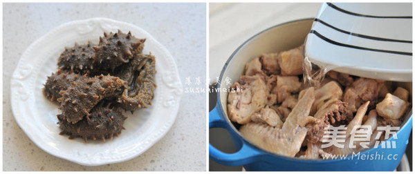 Sea Cucumber and Mushroom Chicken Soup recipe