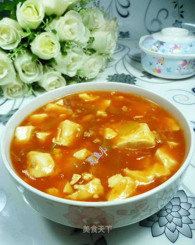 Tofu Soup with Watermelon Skin and Minced Meat recipe