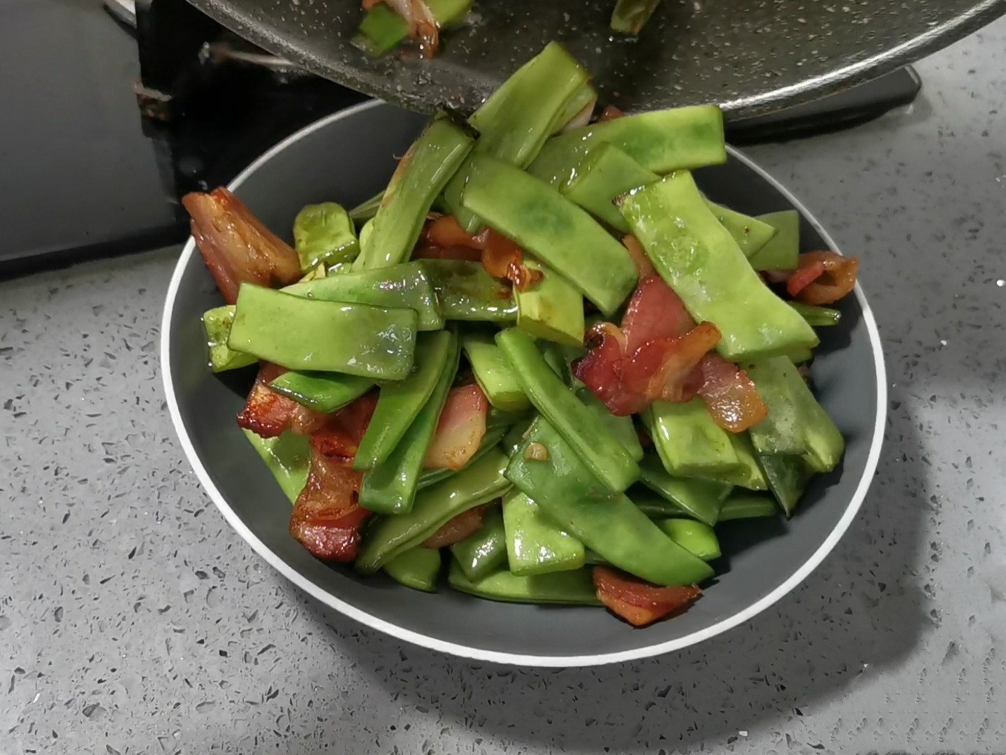 Fried Bacon with Lentils recipe