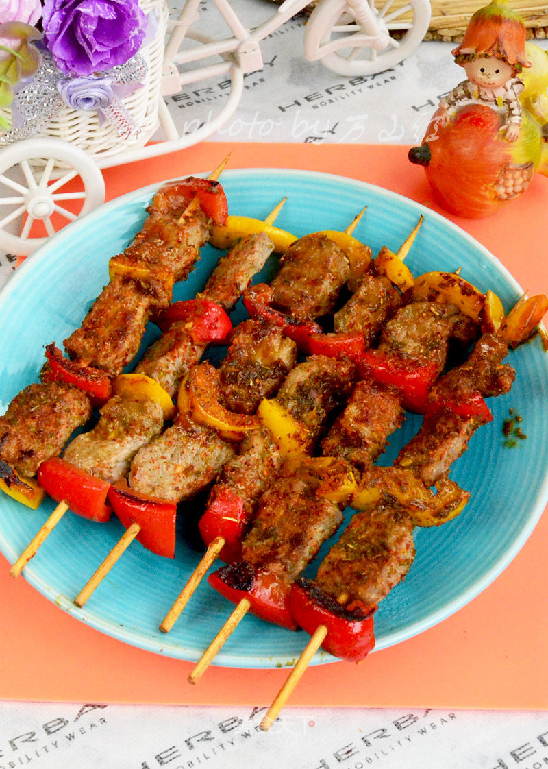 Lamb Kebabs with Colored Peppers recipe