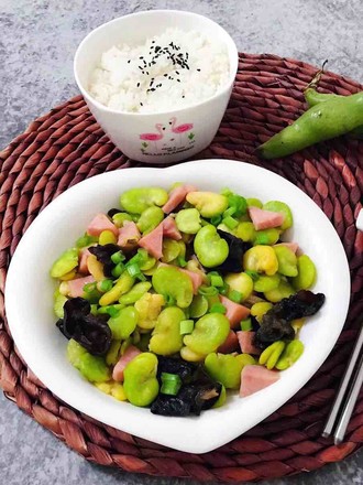 Fried Ham with Broad Beans