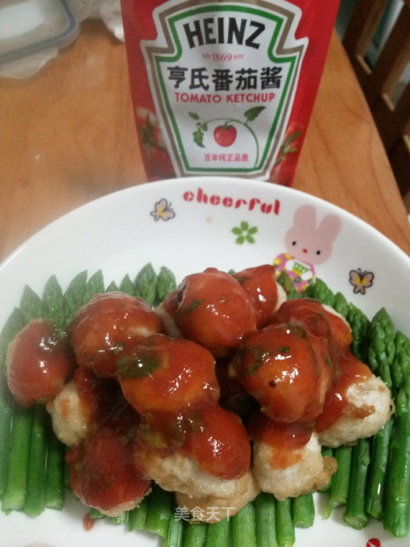Heinz Fried Fish Balls in Tomato Sauce with Asparagus recipe