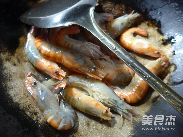 Stir-fried Large Head Shrimp with Plum Dried Vegetables and Rice White recipe