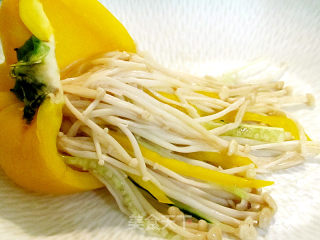 Enoki Mushrooms with Colored Peppers recipe