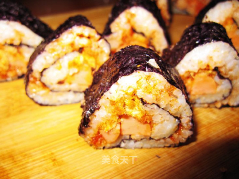Produced by Xiaowenzi~~【spicy Ham and Floss Sushi】 recipe