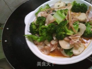 Stir-fried Pork Head with Broccoli and Pleurotus recipe