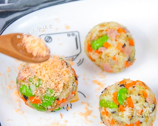 Shrimp, Miscellaneous Vegetables and Cheese Rice Ball Baby Food Supplement, Cooked Rice + Carrot recipe