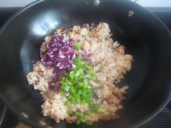 Fried Rice with Vegetable Sauce and Diced Pork recipe