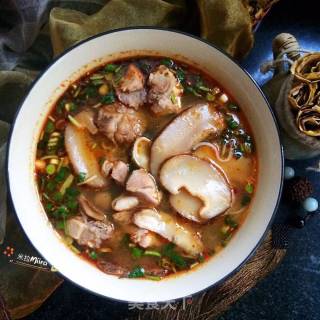 Hot and Sour Mushroom Chicken Soup Rice Noodles recipe