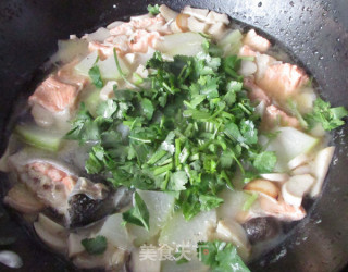 Oatmeal Rice with Salmon Mushroom Soup recipe