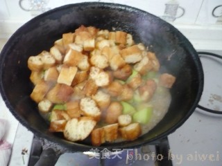 Fried Loofah with Fritters recipe