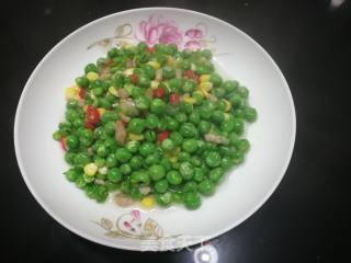 Fried Diced Pork with Peas and Corn recipe