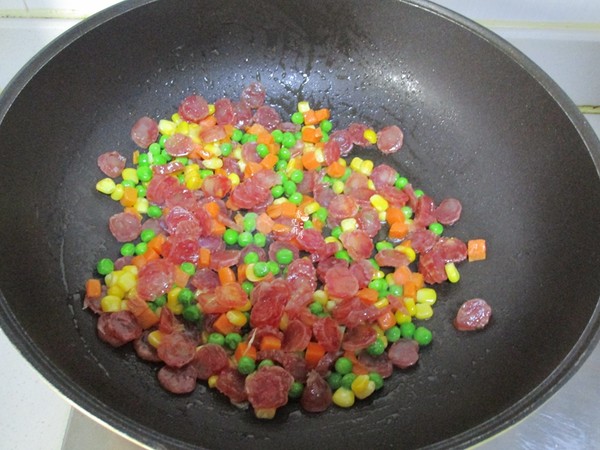 Sausage, Mixed Vegetables, Glutinous Rice and Shaomai recipe