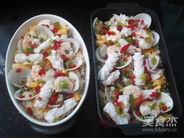 Cheese and Seafood Baked Rice recipe