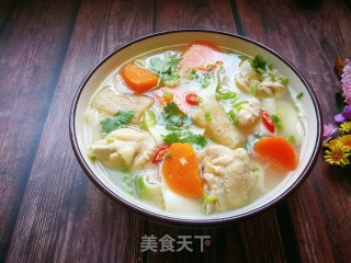 Braised Noodles in Chicken Soup with Carrots, Bamboo Fungus recipe