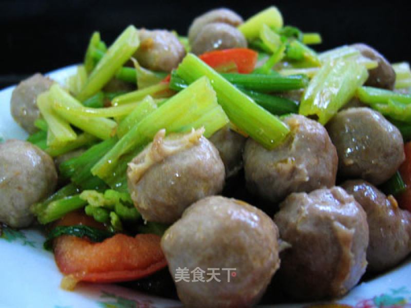 Beef Balls Stir-fried Parsley recipe