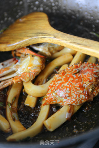 Stir-fried Rice Cake with Swimming Crab recipe