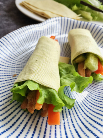 Tofu Skin Lettuce Chicken Wraps