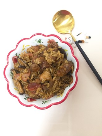 Braised Rice with Chicken Sausage and Shiitake Mushrooms