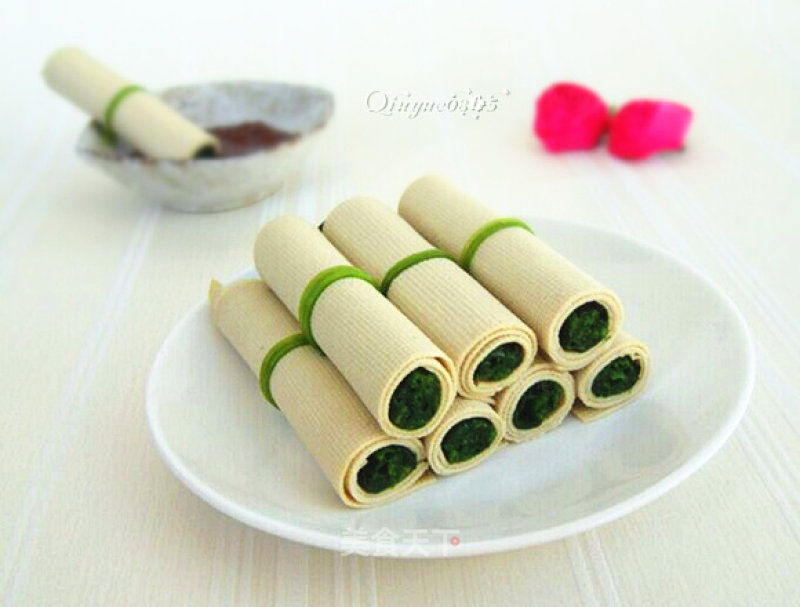 Spinach Bean Curd Roll recipe