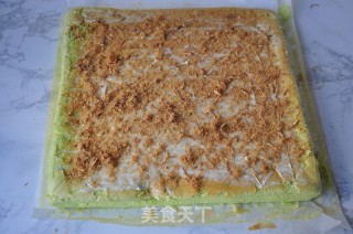 Spinach Pork Floss Cake Roll recipe