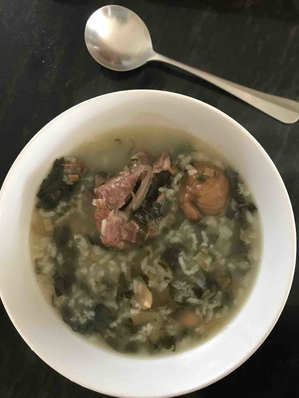 Dried Vegetables and Salted Pork Bone Congee recipe