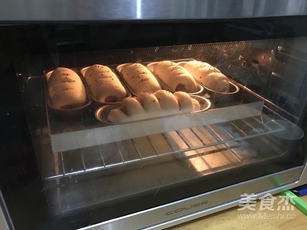 Pork Floss Sausage Buns recipe