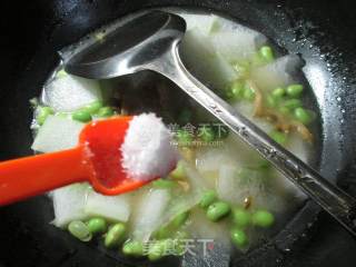 Boiled Winter Melon with Mustard Shredded Edamame recipe