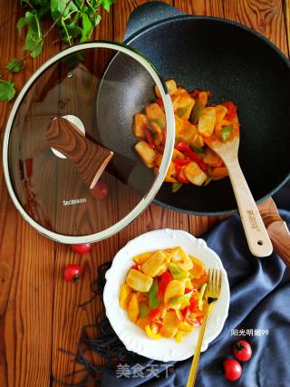 Stir-fried Rice Cake with Tomato Sauce recipe