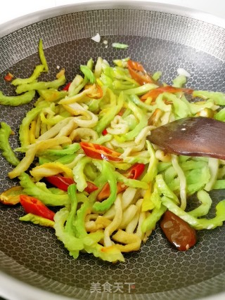 Fried Luncheon Meat with Mustard and Bitter Gourd recipe