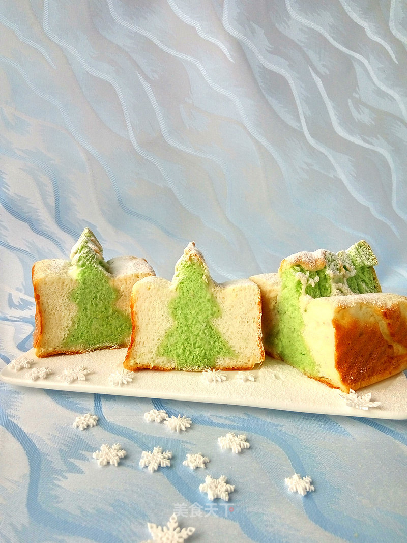 #aca烤明星大赛# Matcha Christmas Tree Toast Cake recipe