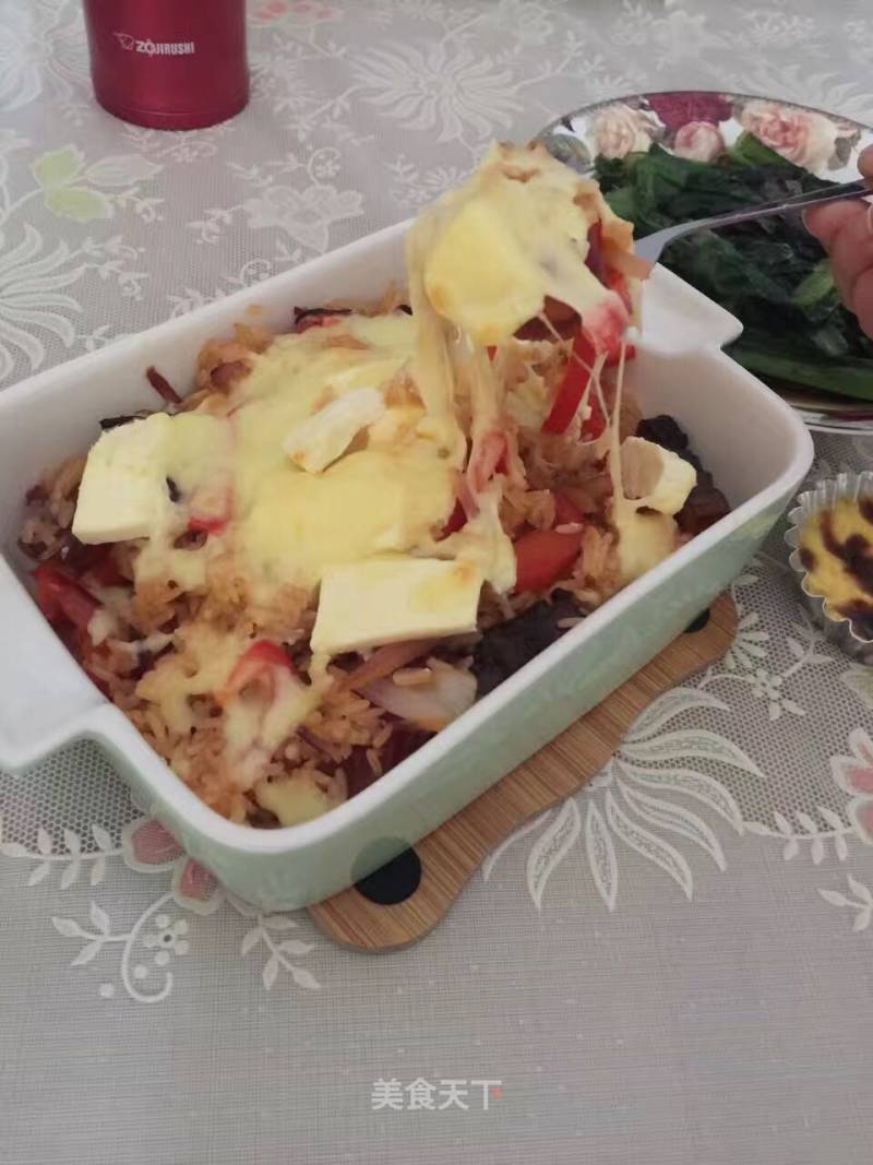 Baked Rice with Tomato, Egg and Preserved Flavor recipe