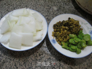 Pickled Vegetables, Broad Beans and Winter Melon Soup recipe