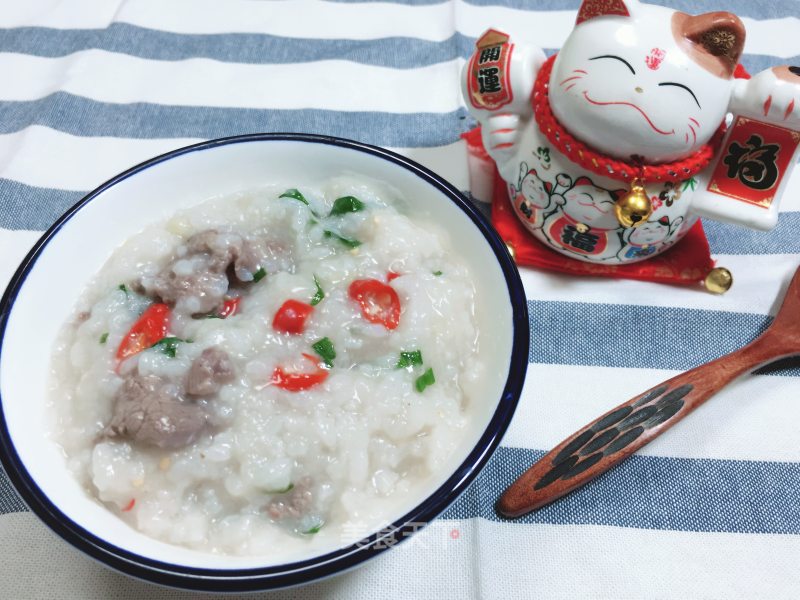 Youjia Fresh Kitchen: Leek Beef Fresh Rice Porridge recipe