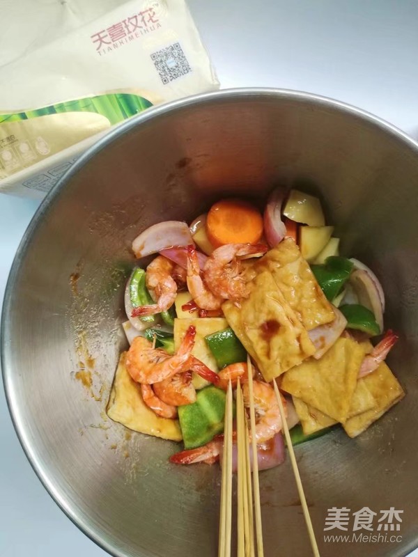 Seasonal Vegetable Shrimp Skewers recipe