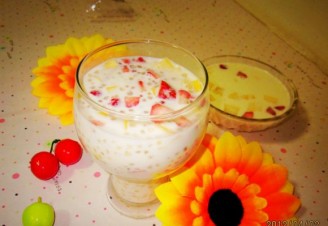 Mixed Fruit Milk Coconut Sago recipe