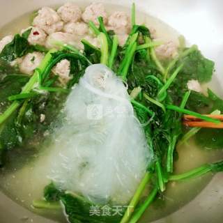 Vermicelli Soup with Spinach Meatballs recipe