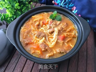 Beef with Tomato and Enoki Mushroom recipe