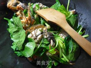 Stir-fried Hairy Crab with Spinach recipe