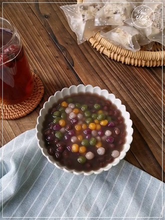 Matcha Yuanzi Taro Ball Red Bean Soup recipe