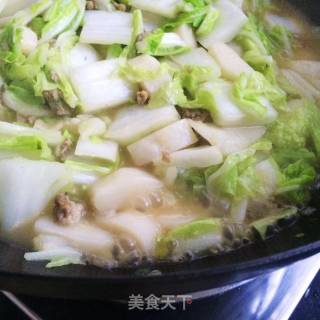 Braised Rice Cake with Minced Meat and Cabbage recipe