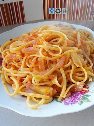 Stir-fried Spaghetti with Onions recipe