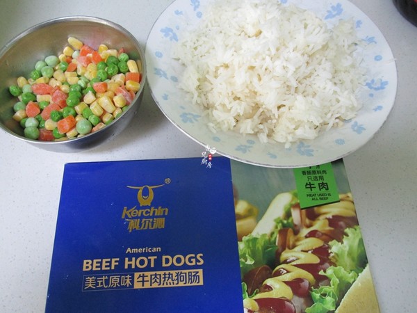 Fried Rice with Beef Sausage and Mixed Vegetables recipe