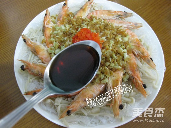 Steamed Shrimp with Enoki Mushroom Vermicelli recipe
